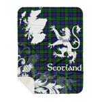 Sherpa Blanket - Tartan Blanket Thistle and Lion Scottish Clan MacEwen Hunting Plaid Blanket, plaid sherpa blanket queen,purple sherpa blanket,queen sherpa blanket,queen size sherpa blanket,red sherpa blanket,scottish tartan blankets,sherpa blanket,sherpa christmas blanket
