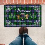 Doormat - Welcome Mat Scottish Clan Ferguson of Balquhidder Tartan Door Mat, Plaid Doormat With Thistle and Two Lion Scottish