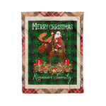 Personalized Gift Plaid Tartan Blanket Clan Kinnear With Moose Lover Xmas Gift Santa Riding Christmas Fleece Blanket