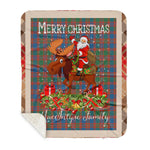 Personalized Gift Plaid Tartan Blanket Clan MacIntyre Ancient With Moose Lover Xmas Gift Santa Riding Buffalo Plaid Christmas Sherpa Blanket