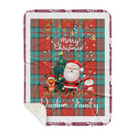 Personalized Gift Tartan Plaid Blanket Clan Dunbar Ancient With Funny Santa Snowman Reindeer Merry Christmas Gift Sherpa Blanket, blue plaid sherpa blanket,blue tartan sherpa blanket,Buchan,buffalo plaid sherpa blanket,christmas sherpa blanket,Christmas Throw Blanket