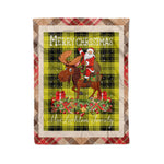 Personalized Gift Plaid Tartan Blanket Clan MacLachlan With Moose Lover Xmas Gift Santa Riding Christmas Fleece Blanket
