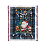 Personalized Gift Tartan Plaid Blanket Clan Clergy Blue With Funny Santa Snowman Reindeer Merry Christmas Fleece Blanket, Home Living Room, Plaid Blanket, Tartan Blanket, Scottish Blanket, Buffalo fleece blanket, Christmas Blanket
