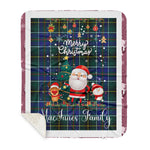 Personalized Gift Tartan Plaid Blanket Clan MacInnes Modern With Funny Santa Snowman Reindeer Merry Christmas Gift Sherpa Blanket, blue plaid sherpa blanket,blue tartan sherpa blanket,Buchan,buffalo plaid sherpa blanket,christmas sherpa blanket,Christmas Throw Blanket
