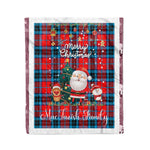 Personalized Gift Tartan Plaid Blanket Clan MacTavish With Funny Santa Snowman Reindeer Merry Christmas Fleece Blanket, Home Living Room, Plaid Blanket, Tartan Blanket, Scottish Blanket, Buffalo fleece blanket, Christmas Blanket