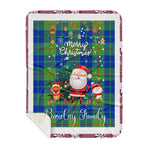 Scotstee Shop - Personalized Gift Tartan Plaid Blanket Clan Barclay Hunting With Funny Santa Snowman Reindeer Merry Christmas Gift Sherpa Blanket