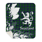 Sherpa Blanket - Tartan Blanket Thistle and Lion Scottish Clan Austin Plaid Blanket, plaid sherpa blanket queen,purple sherpa blanket,queen sherpa blanket,queen size sherpa blanket,red sherpa blanket,scottish tartan blankets,sherpa blanket,sherpa christmas blanket
