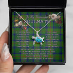 Sea Turtle Necklace To My Beautiful Soulmate Necklace In Your Eyes I Have Found My Home Clan Cranstoun Hunting Tartan Blue Turtle Necklace, Valentine Necklace Gift for Girlfriend Clan Mitchell Ancient Tartan Sunflower Pendant Necklace, Scottish Tartan Jewelry, valentine necklace, necklace girlfriend, necklace for wife, cute necklaces for girlfriend, jewelry for girlfriend, to my soulmate necklace, to my future wife necklace