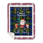 Personalized Gift Tartan Plaid Blanket Clan Smith Modern With Funny Santa Snowman Reindeer Merry Christmas Gift Sherpa Blanket, blue plaid sherpa blanket,blue tartan sherpa blanket,Buchan,buffalo plaid sherpa blanket,christmas sherpa blanket,Christmas Throw Blanket