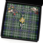 To My Beautiful Soulmate Sunflower Necklace In Your Eyes I Have Found My Home Clan Blyth Tweeside District Tartan Jewelry For Girlfriend, Tartan Sunflower Pendant Necklace, Scottish Tartan Jewelry, valentine necklace, necklace girlfriend, necklace for wife, cute necklaces for girlfriend, jewelry for girlfriend, to my soulmate necklace, to my future wife necklace