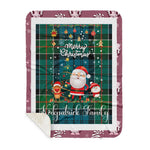 Personalized Gift Tartan Plaid Blanket Clan Kirkpatrick With Funny Santa Snowman Reindeer Merry Christmas Gift Sherpa Blanket, blue plaid sherpa blanket,blue tartan sherpa blanket,Buchan,buffalo plaid sherpa blanket,christmas sherpa blanket,Christmas Throw Blanket