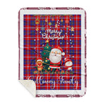 Personalized Gift Tartan Plaid Blanket Clan Galloway Red With Funny Santa Snowman Reindeer Merry Christmas Gift Sherpa Blanket, blue plaid sherpa blanket,blue tartan sherpa blanket,Buchan,buffalo plaid sherpa blanket,christmas sherpa blanket,Christmas Throw Blanket