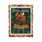Personalized Gift Plaid Tartan Blanket Clan Donald MacDonald With Moose Lover Xmas Gift Santa Riding Christmas Fleece Blanket