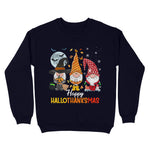 Gnomes Happy Hallothanksmas Halloween And Merry Christmas Womens Halloween Sweatshirts, Halloween Sweatshirt Plus Size - Scotstee Shop