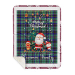 Personalized Gift Tartan Plaid Blanket Clan Stevenson With Funny Santa Snowman Reindeer Merry Christmas Gift Sherpa Blanket, blue plaid sherpa blanket,blue tartan sherpa blanket,Buchan,buffalo plaid sherpa blanket,christmas sherpa blanket,Christmas Throw Blanket