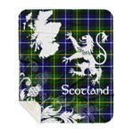 Sherpa Blanket - Tartan Blanket Thistle and Lion Scottish Clan MacNeill Of Barra Plaid Blanket, plaid sherpa blanket queen,purple sherpa blanket,queen sherpa blanket,queen size sherpa blanket,red sherpa blanket,scottish tartan blankets,sherpa blanket,sherpa christmas blanket