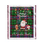 Personalized Gift Tartan Plaid Blanket Clan McGeachie With Funny Santa Snowman Reindeer Merry Christmas Fleece Blanket, Home Living Room, Plaid Blanket, Tartan Blanket, Scottish Blanket, Buffalo fleece blanket, Christmas Blanket