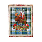 Personalized Gift Plaid Tartan Blanket Clan Campbell Dress With Moose Lover Xmas Gift Santa Riding Christmas Fleece Blanket