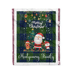 Personalized Gift Tartan Plaid Blanket Clan Montgomery Ancient With Funny Santa Snowman Reindeer Merry Christmas Fleece Blanket, Home Living Room, Plaid Blanket, Tartan Blanket, Scottish Blanket, Buffalo fleece blanket, Christmas Blanket