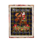 Personalized Gift Plaid Tartan Blanket Clan MacLellan Modern With Moose Lover Xmas Gift Santa Riding Christmas Fleece Blanket
