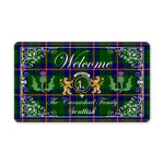 Doormat - Welcome Mat Scottish Clan Carmichael Modern Tartan Door Mat, Plaid Doormat With Thistle and Two Lion Scottish