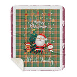 Personalized Gift Tartan Plaid Blanket Clan Pollock Hunting With Funny Santa Snowman Reindeer Merry Christmas Gift Sherpa Blanket, blue plaid sherpa blanket,blue tartan sherpa blanket,Buchan,buffalo plaid sherpa blanket,christmas sherpa blanket,Christmas Throw Blanket