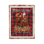 Personalized Gift Plaid Tartan Blanket Clan Belshes With Moose Lover Xmas Gift Santa Riding Christmas Fleece Blanket