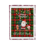 Personalized Gift Tartan Plaid Blanket Clan Blackstock With Funny Santa Snowman Reindeer Merry Christmas Fleece Blanket, Home Living Room, Plaid Blanket, Tartan Blanket, Scottish Blanket, Buffalo fleece blanket, Christmas Blanket