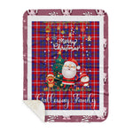 Personalized Gift Tartan Plaid Blanket Clan Galloway Red With Funny Santa Snowman Reindeer Merry Christmas Gift Sherpa Blanket, blue plaid sherpa blanket,blue tartan sherpa blanket,Buchan,buffalo plaid sherpa blanket,christmas sherpa blanket,Christmas Throw Blanket