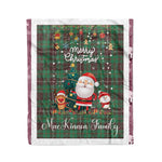 Personalized Gift Tartan Plaid Blanket Clan MacKinnon Hunting Ancient With Funny Santa Snowman Reindeer Merry Christmas Fleece Blanket, Home Living Room, Plaid Blanket, Tartan Blanket, Scottish Blanket, Buffalo fleece blanket, Christmas Blanket
