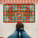Doormat - Welcome Mat Scottish Clan Badge Chattan Modern Tartan Door Mat, Plaid Doormat With Thistle and Two Lion Scottish