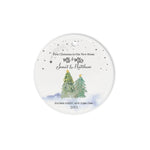 Scotstee Shop - Circle Ceramic Ornament (2 sided) - Personalize Name Family Engagement Mr and Mrs First Christmas Gift Ornament