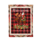 Personalized Gift Plaid Tartan Blanket Clan Cunningham With Moose Lover Xmas Gift Santa Riding Christmas Fleece Blanket