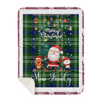 Personalized Gift Tartan Plaid Blanket Clan Mow With Funny Santa Snowman Reindeer Merry Christmas Gift Sherpa Blanket, blue plaid sherpa blanket,blue tartan sherpa blanket,Buchan,buffalo plaid sherpa blanket,christmas sherpa blanket,Christmas Throw Blanket