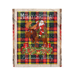 Personalized Gift Plaid Tartan Blanket Clan Buchanan Modern With Moose Lover Xmas Gift Santa Riding Christmas Fleece Blanket