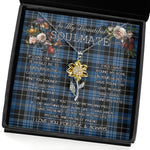 To My Beautiful Soulmate Sunflower Necklace In Your Eyes I Have Found My Home Clan Clergy Blue Tartan Jewelry For Girlfriend, Tartan Sunflower Pendant Necklace, Scottish Tartan Jewelry, valentine necklace, necklace girlfriend, necklace for wife, cute necklaces for girlfriend, jewelry for girlfriend, to my soulmate necklace, to my future wife necklace