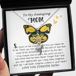 Sunflower Pendant Necklace - Mom Necklace Gift - To My Amazing Mom - From Son - Beautiful Gift Set Mom Necklace
