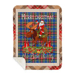 Personalized Gift Plaid Tartan Blanket Clan MacBeth Modern With Moose Lover Xmas Gift Santa Riding Buffalo Plaid Christmas Sherpa Blanket