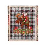 Personalized Gift Plaid Tartan Blanket Clan Borthwick With Moose Lover Xmas Gift Santa Riding Christmas Fleece Blanket