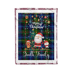 Personalized Gift Tartan Plaid Blanket Clan Smith Modern With Funny Santa Snowman Reindeer Merry Christmas Fleece Blanket, Home Living Room, Plaid Blanket, Tartan Blanket, Scottish Blanket, Buffalo fleece blanket, Christmas Blanket