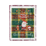 Personalized Gift Tartan Plaid Blanket Clan Buchanan Old Sett With Funny Santa Snowman Reindeer Merry Christmas Fleece Blanket, Home Living Room, Plaid Blanket, Tartan Blanket, Scottish Blanket, Buffalo fleece blanket, Christmas Blanket