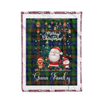 Personalized Gift Tartan Plaid Blanket Clan Gunn Modern With Funny Santa Snowman Reindeer Merry Christmas Fleece Blanket, Christmas Blanket, Plaid Blanket, Tartan Blanket,Scottish Blanket