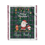 Personalized Gift Tartan Plaid Blanket Clan Byres With Funny Santa Snowman Reindeer Merry Christmas Fleece Blanket, Home Living Room, Plaid Blanket, Tartan Blanket, Scottish Blanket, Buffalo fleece blanket, Christmas Blanket