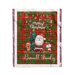 Personalized Gift Tartan Plaid Blanket Clan Burnett With Funny Santa Snowman Reindeer Merry Christmas Fleece Blanket, Home Living Room, Plaid Blanket, Tartan Blanket, Scottish Blanket, Buffalo fleece blanket, Christmas Blanket