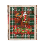 Personalized Gift Plaid Tartan Blanket Clan Prince Of Wales With Moose Lover Xmas Gift Santa Riding Christmas Fleece Blanket