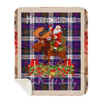 Personalized Gift Plaid Tartan Blanket Clan MacDonald Dress Modern With Moose Lover Xmas Gift Santa Riding Buffalo Plaid Christmas Sherpa Blanket - Sherpa Blanket