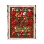 Personalized Gift Plaid Tartan Blanket Clan Comyn Red With Moose Lover Xmas Gift Santa Riding Christmas Fleece Blanket