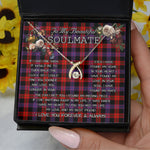 To My Beautiful Soulmate Necklace In Your Eyes I Have Found My Home Clan Brown Modern Tartan Wishbone Dancing Necklace