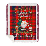 Personalized Gift Tartan Plaid Blanket Clan Matheson With Funny Santa Snowman Reindeer Merry Christmas Gift Sherpa Blanket, blue plaid sherpa blanket,blue tartan sherpa blanket,Buchan,buffalo plaid sherpa blanket,christmas sherpa blanket,Christmas Throw Blanket
