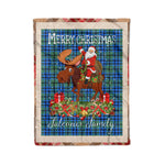 Personalized Gift Plaid Tartan Blanket Clan Falconer With Moose Lover Xmas Gift Santa Riding Christmas Fleece Blanket